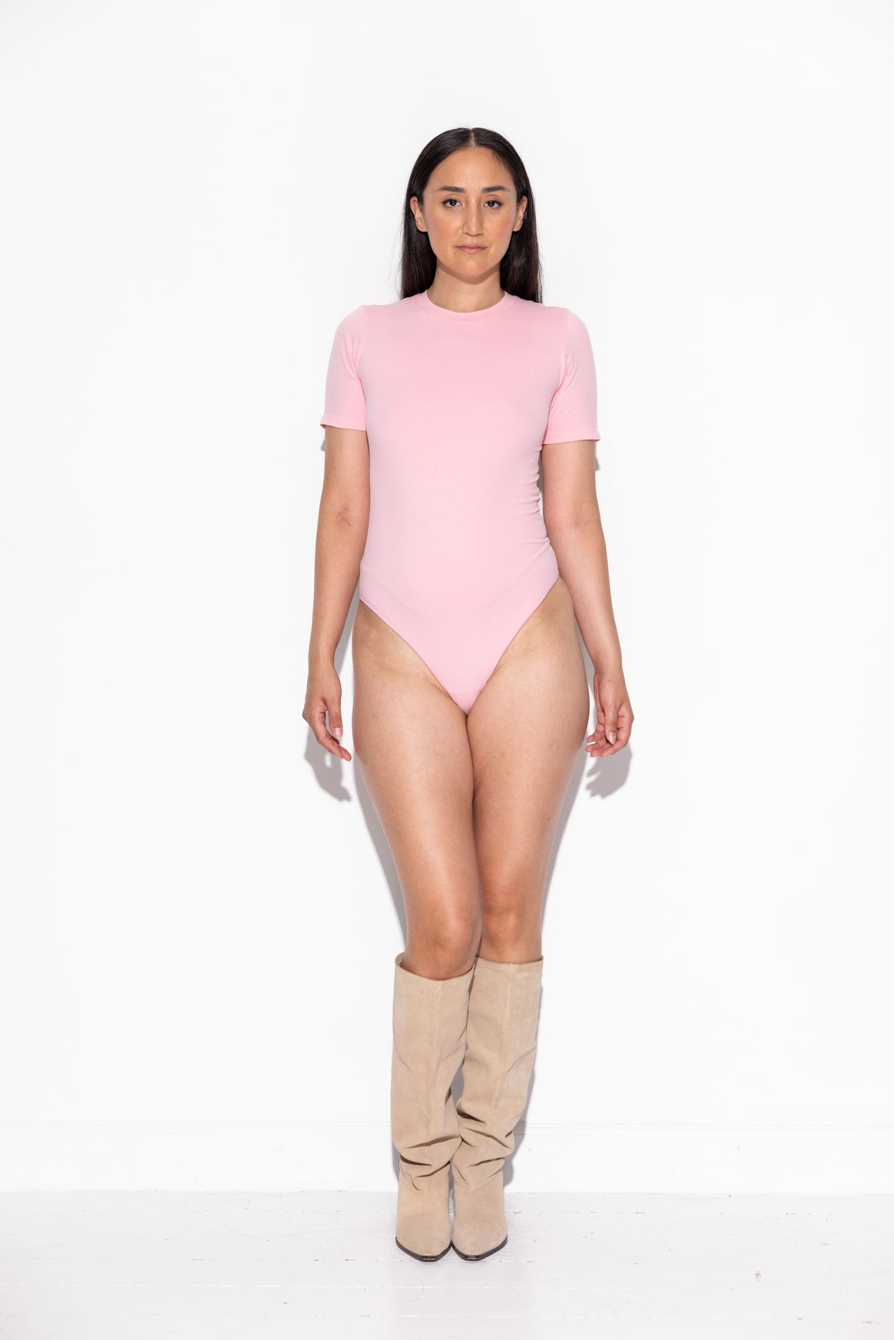 Honest Midwaist Shorts w/Logo Functional Comfort- Cream Pink