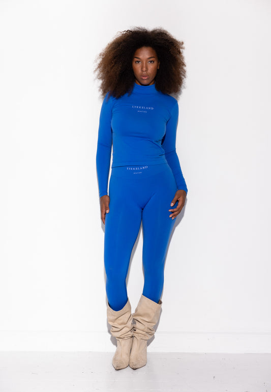 Faye High Neck met logo - Strong Blue
